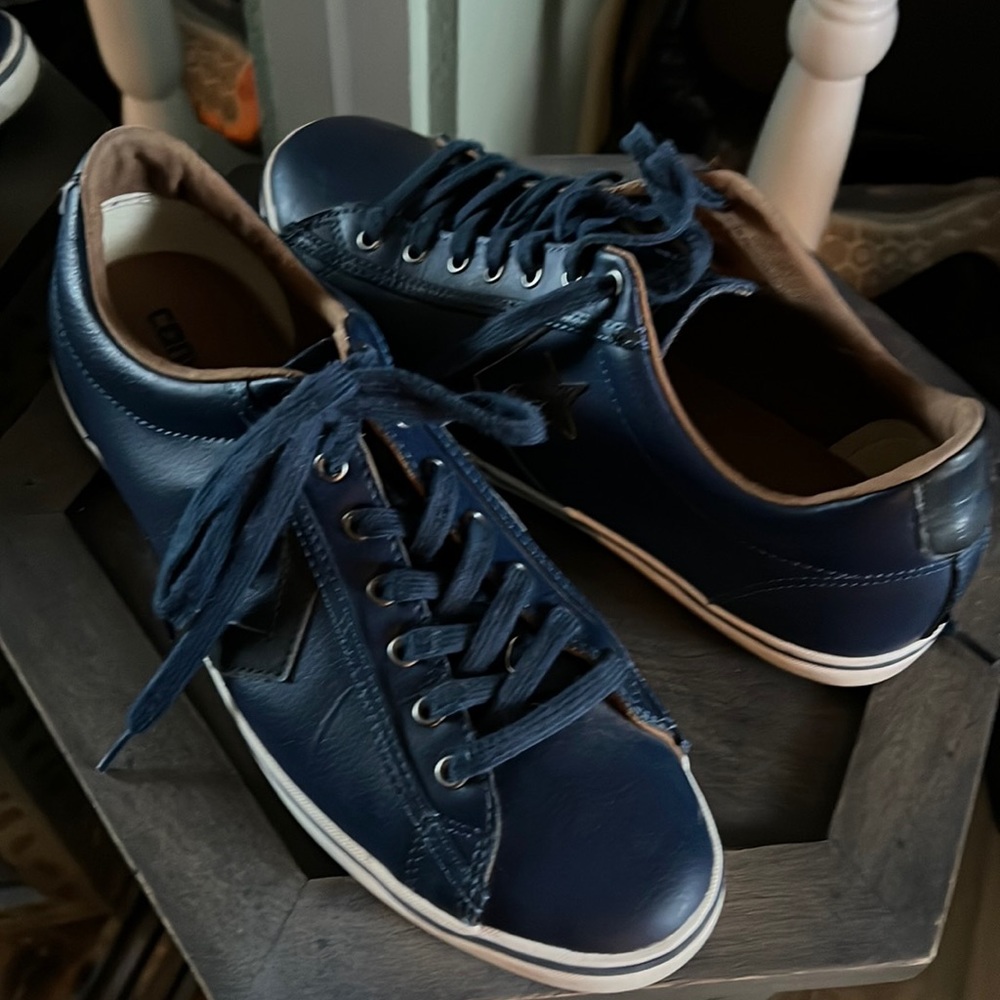 Converse, Leather Navy blue, sneakers, size 11.5